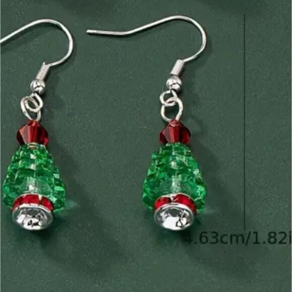 New CHRISTMAS TREE bead earrings - Picture 2 of 4